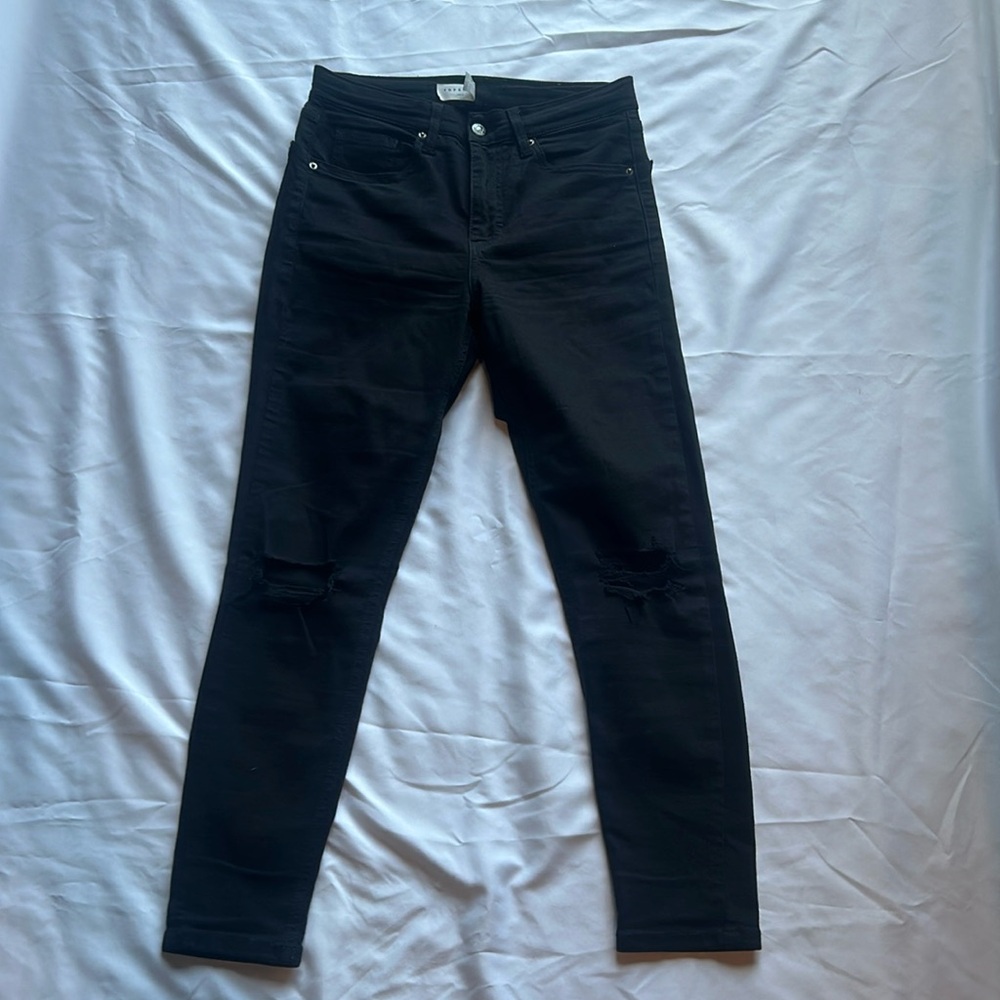 Top shop black ripped jeans petite